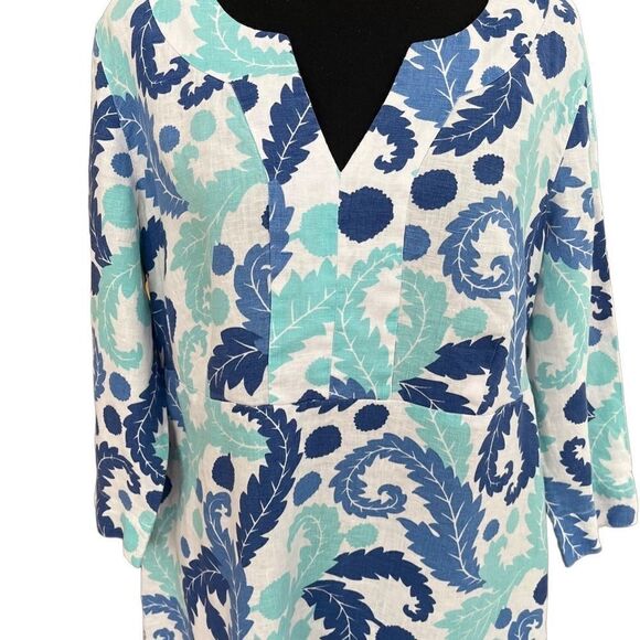 BODEN Classic tunic split neck 100% linen dress, style WW194, size 12L. - Picture 4 of 10